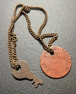 Original WWII British Army Identity Tag M.HUTCHISON Dog Tag Key Chain ID - Picture 1 of 4