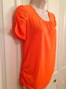 Neu mit Etikett Small DAMENSHIRT, ORANGE, von Melrose Chic, Kurzarm, UVP 49,99 $ - Bild 1 von 9