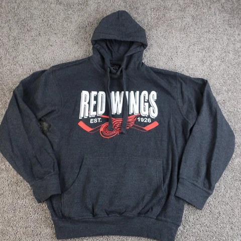 Detroit Red Wings Hoodie Men's M Gray NHL G-lll Fleece Sweater With Hood Cover
