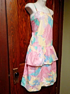 OSCAR DE LA RENTA x SWIRL vintage 80s pastel Easter dropwaist sun dress S 4F - Picture 1 of 6