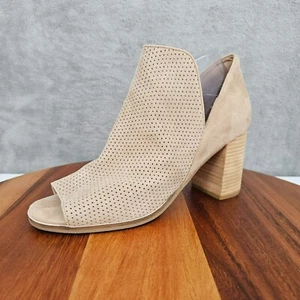 Botines Cole Haan Grand OS Shiloh 9,5 gamuza tostada tacón bloqueado punta abierta perforada - Imagen 1 de 13