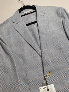 L.B.M. 1911 Herren IT 54/UK 44 Leinenmischung Houndstooth Blazer brandneu mit Etikett grau kariert - Bild 1 von 19