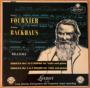PIERRE FOURNIER Brahms Cello Sonatas 1/2 Backhaus UK LONDON 1955 LP RARE EX+ - Picture 1 of 2