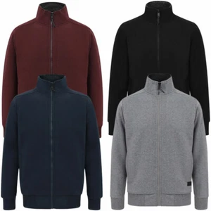 Dissident Men's Fleece Top Zip Up Funnel Neck Borg Lined Sweater Jacket Warm - Picture 1 of 32