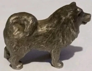 Samoyed Husky Chow Sled Dog Figurine Miniature P Davis Pewter 1982 Vintage 1” - Picture 1 of 8