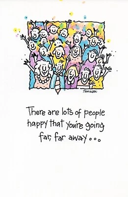 Divertida tarjeta GOODBYE GOOD LUCK, caricatura de compañía telefónica de larga distancia de Tomassi + ✉ Foto 1 de 4