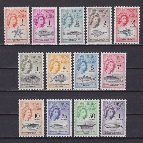 TRISTAN DA CUNHA 1961, SG# 42-54, CV £80, fish, MH Cover