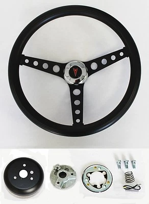 1964-1966 Tempest Grand Prix LeMans Black on Black Steering Wheel Kit 14 1/2" — 第 1/4 张图片