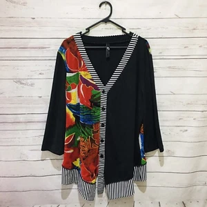 TAKING SHAPE Cardigan Size L (AU 20 22) Colourful Stripe 3/4 Sleeve - Picture 1 of 6