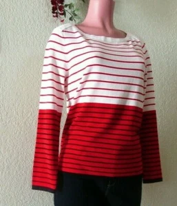Tommy Hilfiger Women Striped Boat-Neck Sweater Size Petite L New - Picture 1 of 5
