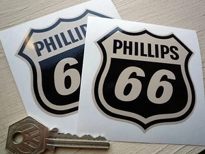 PHILLIPS 66 Black & Beige oval car stickers 3in Vintage Retro Custom Hot Rod Car - Picture 1 of 1