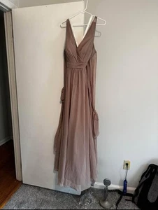 Azazie Kora Taupe Full Length Bridesmaid Dress Size A14 - Picture 1 of 2