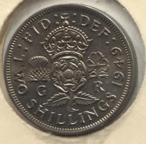 Great Britain 1948 Florin KM878 Nice Almost Uncirculated See Scans - Picture 1 of 3