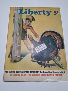 Liberty Magazine Thanksgiving 1940 Funny Americana Cover Ww2 Articles Hitler Ads - Bild 1 von 13