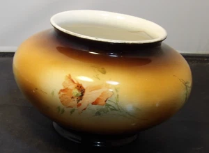 Antike WARWICK IOGA 3,75" niedrige Vase mit Kapuzinerkresse oder Mohnblumen Blumen 1900er - Bild 1 von 4