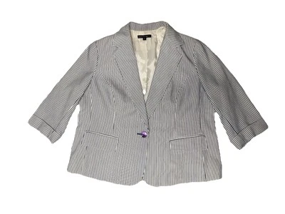 Blazer Lafayette 148 New York para mujer 20 azul marino a rayas manga 3/4 con botones Foto 1 de 4