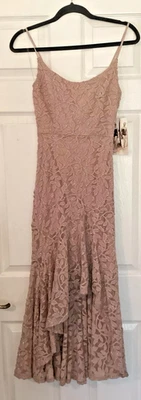 New Honey & Rosie Formal Asymmetrical Formal Dress Sz X small XS Champagne Lace - Image 1 of 4
