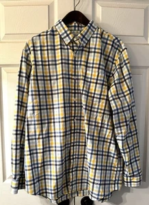Camisa Deportiva LL Bean Hombres Kennebunk Ajuste Tradicional Azul Amarillo Cuadros 288292 L Reg - Imagen 1 de 7