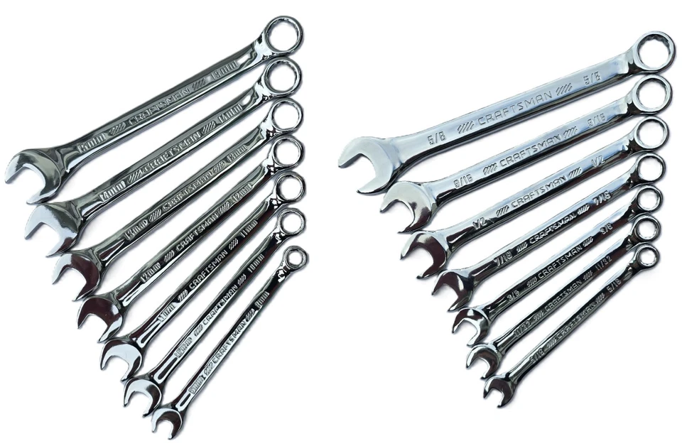 New CRAFTSMAN 14-PC Combination Box Wrench Set Standard SAE Metric 8mm-15mm 5/16 - Image 1 of 1