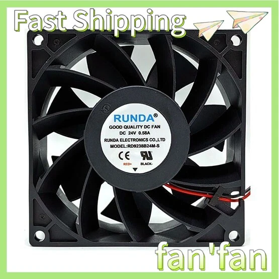 1X New RUNDA RD9238B24M-S Inverter Cooling Fan DC24V 0.58A 9CM 2Pin# - Image 1 of 1
