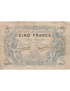 Algérie 5 Francs - 26-04-1924 - P.71b - Foto 1 di 2