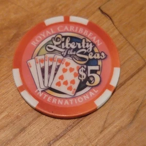LIBERTY of the Seas Royal Caribbean International $5 Casino Chip DOUBLE SIDED - Picture 1 of 2