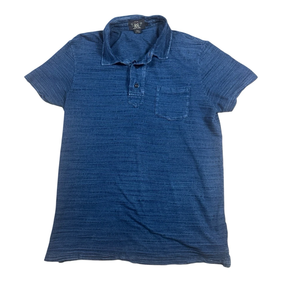 Camisa Polo RRL Ralph Lauren Doble RL Para Hombre Grande Azul Índigo Slub Algodón Foto 1 de 4