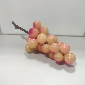 Vintage Italian Alabaster Marble Stone Grape Cluster Wood Stem Yellow Red 11" - Picture 1 of 5