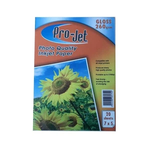 Pro-Jet Resin Coated Gloss 7x5" Inkjet Photo Paper 260gsm - 20 Sheets - Afbeelding 1 van 4