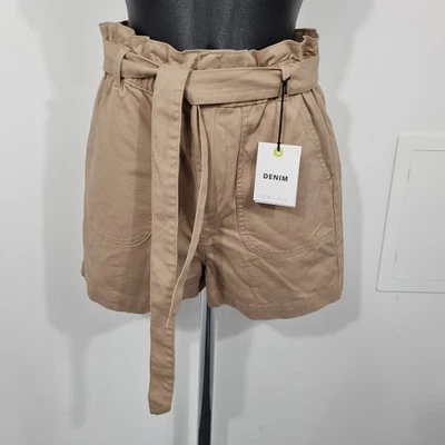 NEW LOOK Ladies Beige Cotton Shorts Belted Size UK 10 - Image 1 of 4
