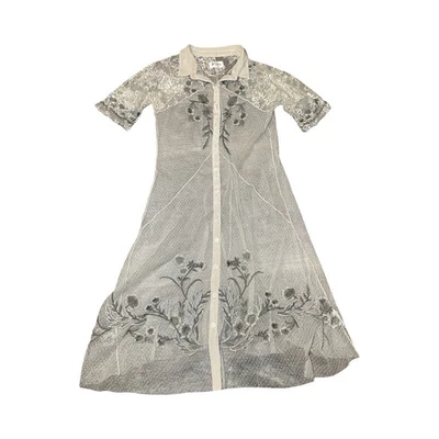 Vestido Johnny Was Biya Seda Nylon Talla S Malla Bordada Y2K Fairycore Cottagecore Foto 1 de 4