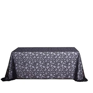 90x156" Sheer Tulle Rectangular Tablecloth Embroidered Sequins Party Decorations - Picture 1 of 41