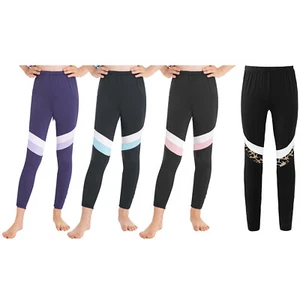 Kids Girls Activewear Pants Stylish Sweatpants Contrast Color Sports Bottoms - Picture 1 of 44