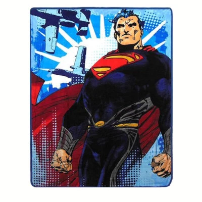 NEW Man of Steel DC COMICS SUPERMAN Fleece Throw Blanket Cartoon Boys Gift SOFT - Image 1 of 3