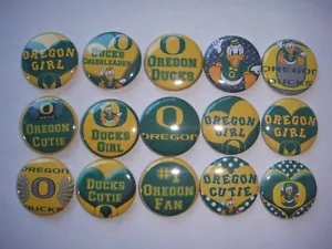 15 bottoni Oregon Ducks retro piatto o spilla distintivo cabochon abbellimenti magneti - Foto 1 di 5