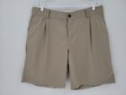 Adidas Climalite Golf Shorts Men 38X10 Pleated Front Chino Beige 100% Polyester