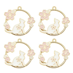 8 Stck. Emaille 30x30mm Bunt Hohl Niedlich Katze Tier Anhänger Charms Zum Selbermachen Fundstücke - Bild 1 von 4