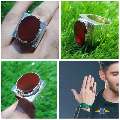 Natural Yemeni Agate 925 Sterling Silver Ring For Men Nadeem Sarwar's Son Ring - Image 1 of 4