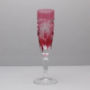 Nachtmann Traube Cut Cranberry Champagne Flute Flutes 8 1/2" 21.6 cm Tall - Picture 1 of 3