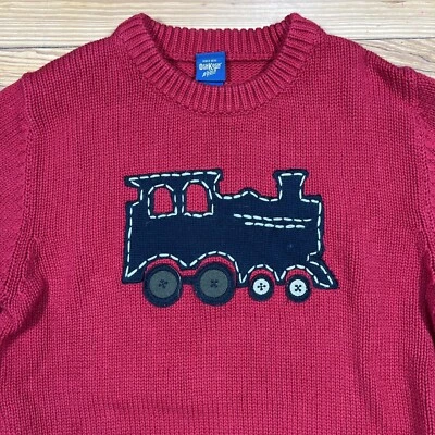 Oshkosh B’gosh Boys Red Train Sweater Size 6 Cotton Christmas Winter         U - Image 1 of 4