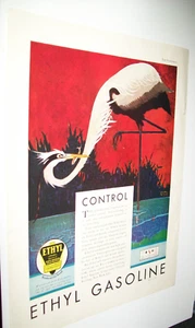 1930 Stark Davis large upscale-mag Ethyl Gas ad-similar to 1927 Lincoln bird ads - Picture 1 of 1