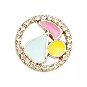 5pcs Alloy Buttons with Rhinestone and Enamel Inlay, Luxury Fashion Decor 18mm - Picture 1 of 9
