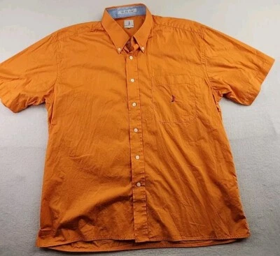 Regatta Pocket Logo Cotton Shirt Mens Large Orange Short Sleeve Button Front - Image 1 of 4