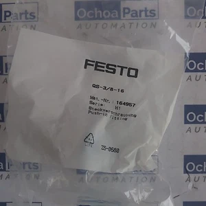 NEW! FESTO 164957 FESTO PUSH-IN FITTING QS-3/8-16 1 PIECE, CONNECTING TUBE - Picture 1 of 4