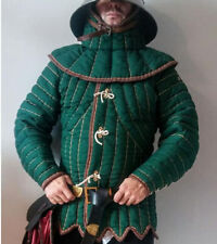Medieval Gambeson Medieval Padded collar full sleeves Thick Green color