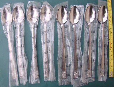 ROSE COTILLION 8 Ice Tea Spoons Japan Ekco Eterna Stainless Steel
