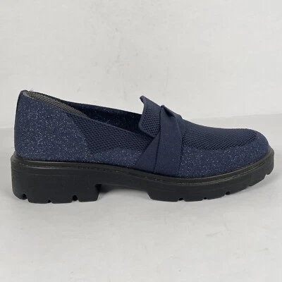 BZEES Lifestride Muse Bow Platform Loafers Womens Size 9.5 M Blue Chunky Shoes - Image 1 of 4