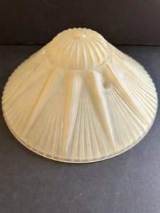 Vintage Art Deco Starburst Frosted Glass Ceiling Light Shade 3 Chain Holes beige - Picture 1 of 19