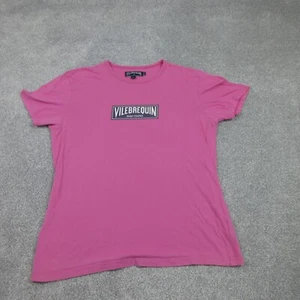 Vilebrequin Shirt Mens Medium Pink Top Crew Spell Out Casual Plain Basic Beach - Picture 1 of 11