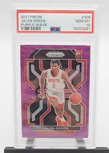 Jalen Green 2021-22 Panini Prizm Viola Wave Rookie RC #306 PSA 10 GEMME NUOVO DI ZECCA - Foto 1 di 2